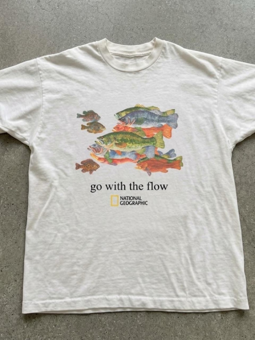 White National Geographic White 'Go With The Flow' Fish T-Shirt